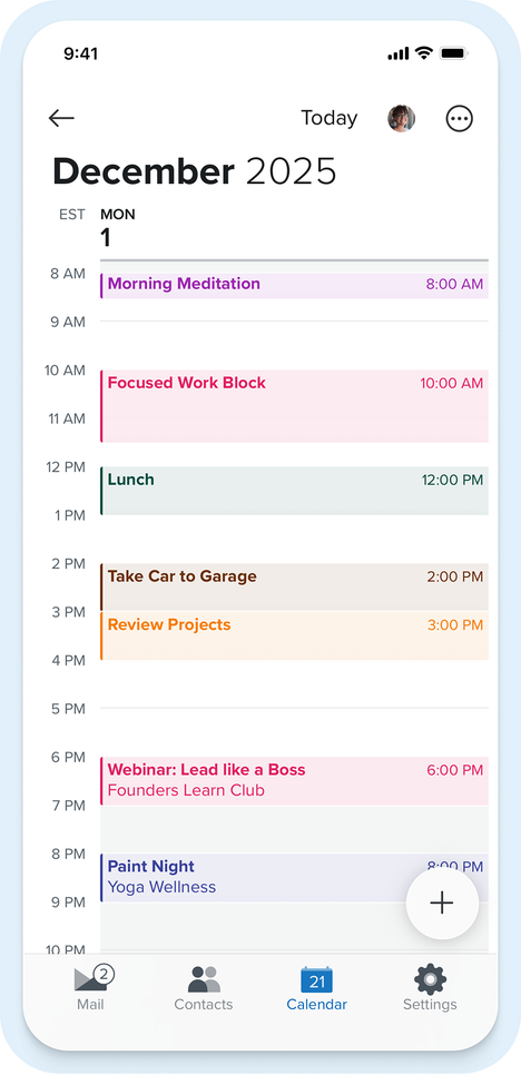 Screenshot of the Fastmail calendar app
