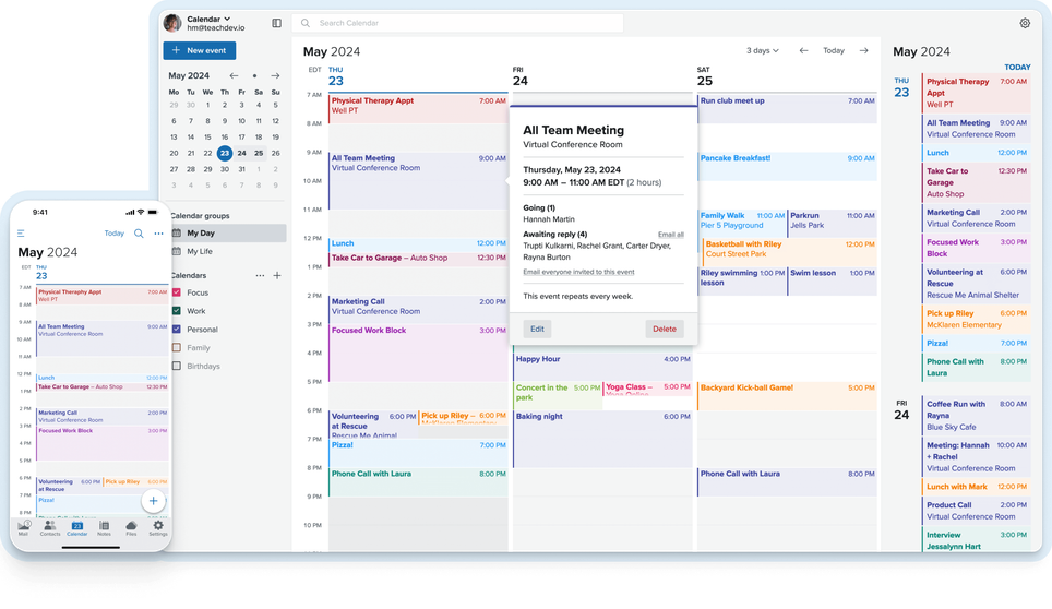 Screenshot of the Fastmail calendar app