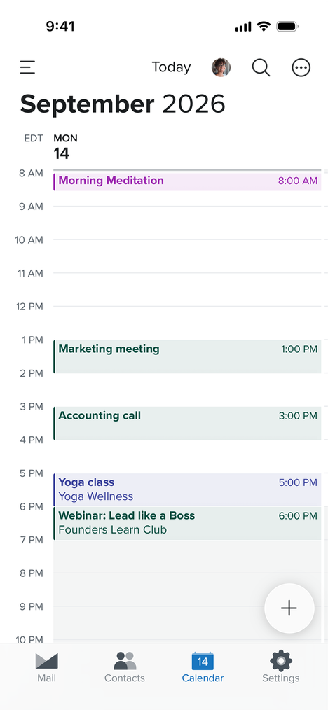 Screenshot of the Fastmail calendar app