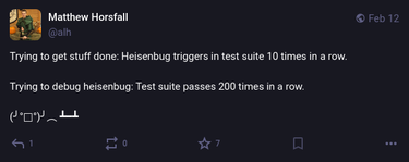 the author posts about the inability to reproduce the bug